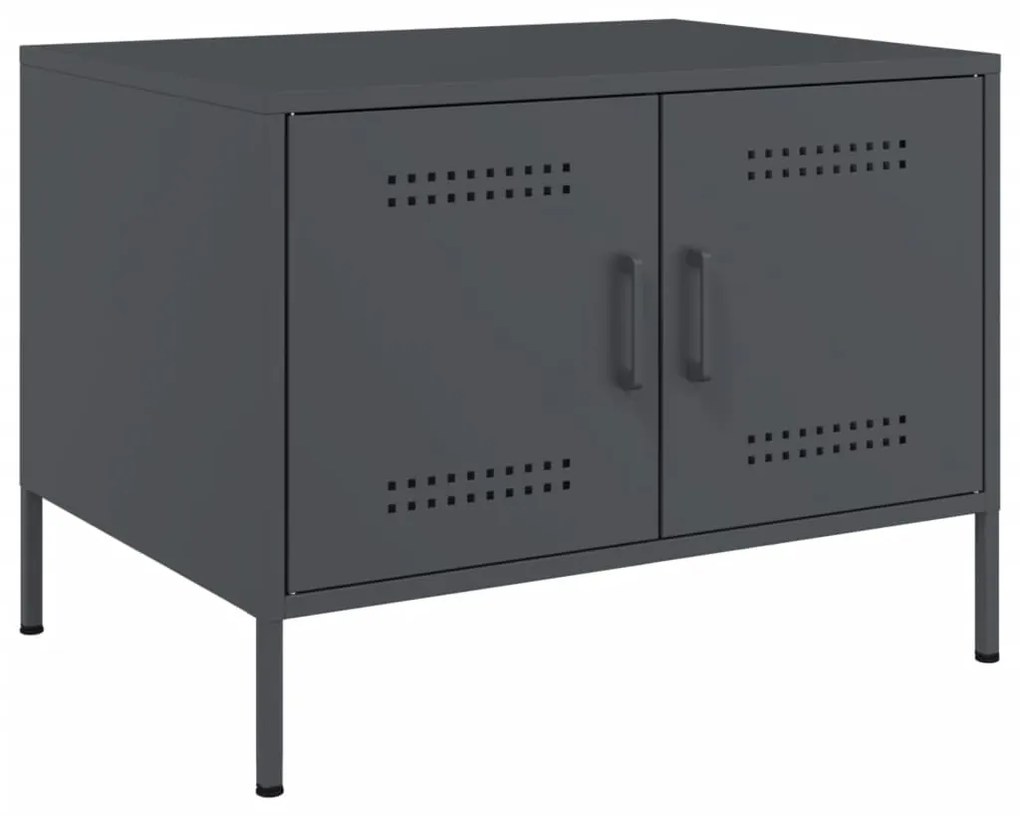 Tavolino Da Salotto Antracite 68x50x50,5 Cm İn Acciaio /