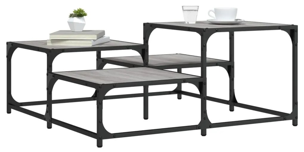 Tavolino salotto grigio sonoma 87,5x87,5x40cm legno multistrato