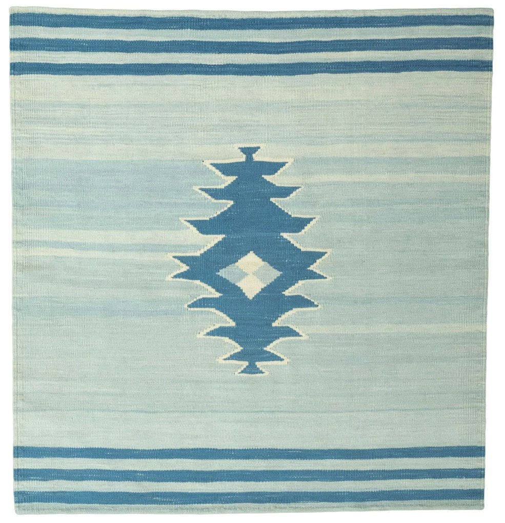 Kilim Tappeto 120 x 120 Blu (Iran) Tessuto A Mano