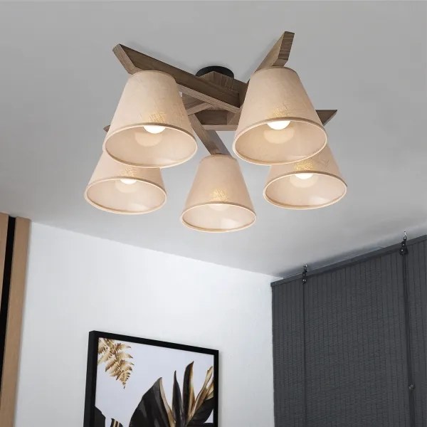 Brilagi - Lampadario LED ANTHONY 5xE14/40W/230V rovere/noce/beige
