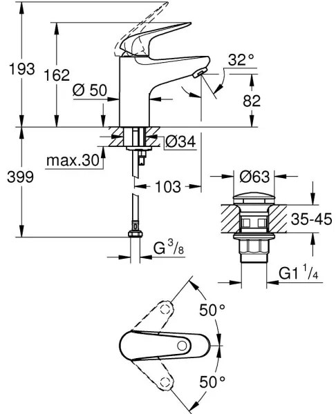 GROHE 24318001 - Miscelatore lavabo SWIFT 162 mm, cromo lucido