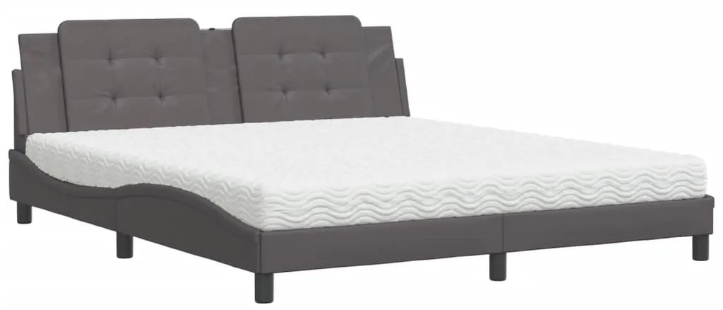 Letto con materasso grigio 180x200 cm in similpelle