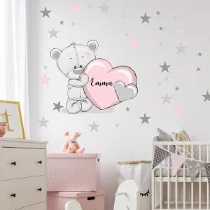 Adesivo per bambini - Orsetto con il nome del bambino | Inspio