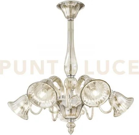 Lampadario poseidon champagne 5 luci attacco e14 72x65cm in vetro s...
