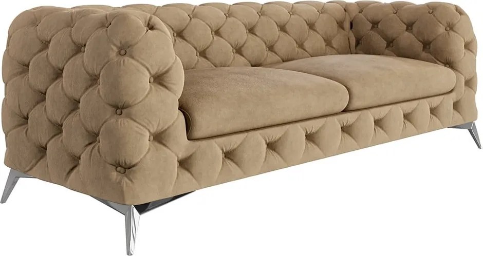 Divano marrone chiaro con rivestimento in velluto 225 cm Chelsea – Ropez