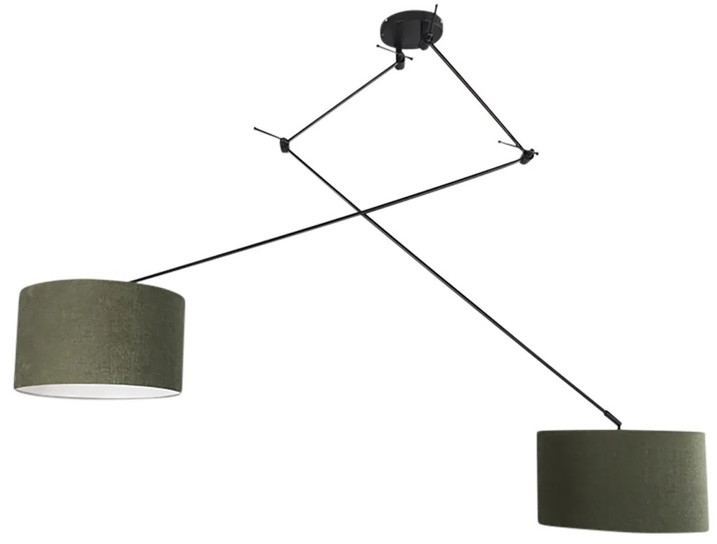 Lampada a sospensione intelligente nera con paralume 35 cm verde incl. 2 WiFi A60 - Blitz