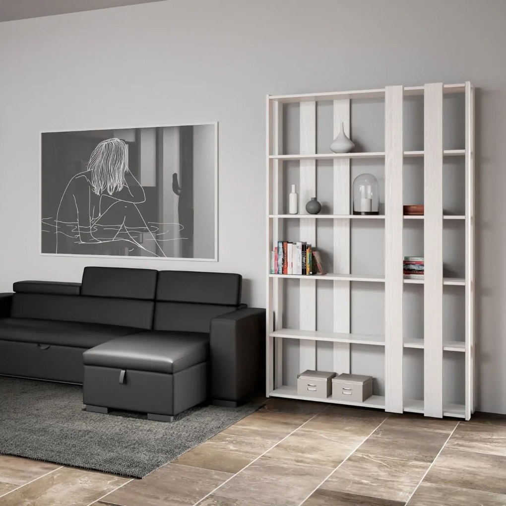 Libreria Kato Small: Eleganza Versatile per Ambienti Compatti, Libreria E / Bianco Frassino