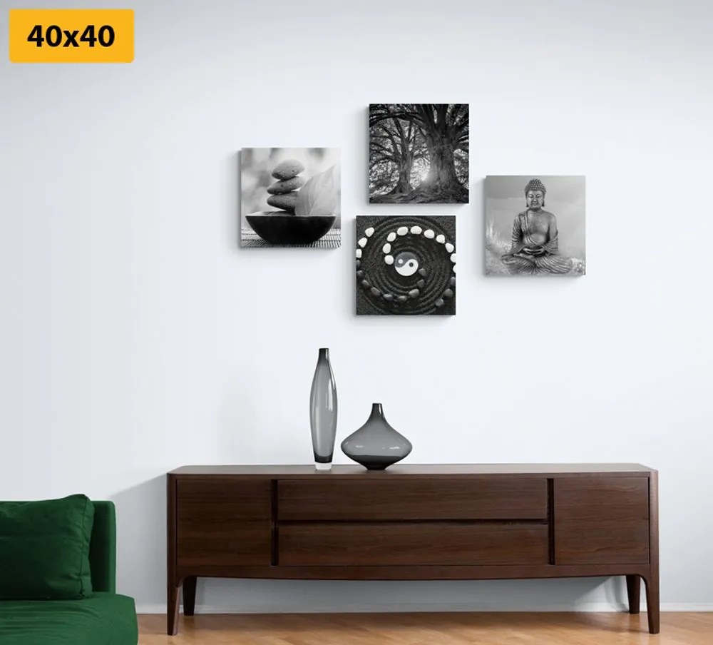 Set di quadri – Feng Shui in stile bianco e nero