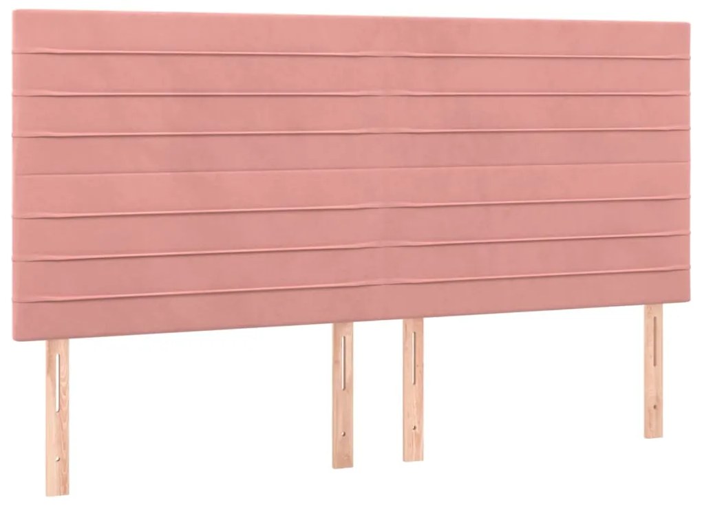 Testiera a led rosa 160x5x118/128 cm in velluto