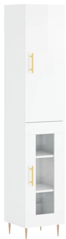 Credenza 34,5x34x180 cm in legno multistrato bianco lucido