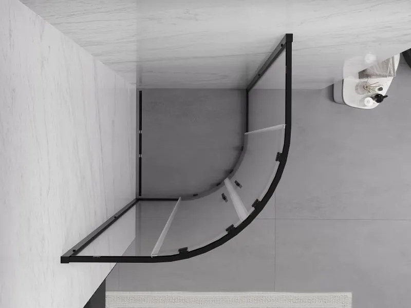 Mexen Exo cabina doccia semicircolare scorrevole 90 x 90 cm, trasparente, nera - 8132-090-090-70-00