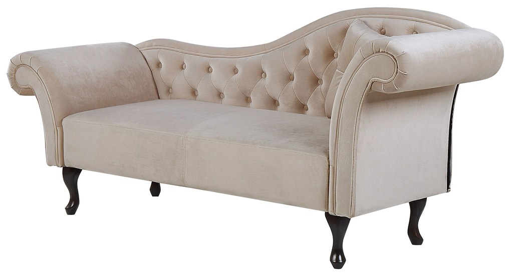 Chaise longue per lato destro in velluto beige LATTES Beliani