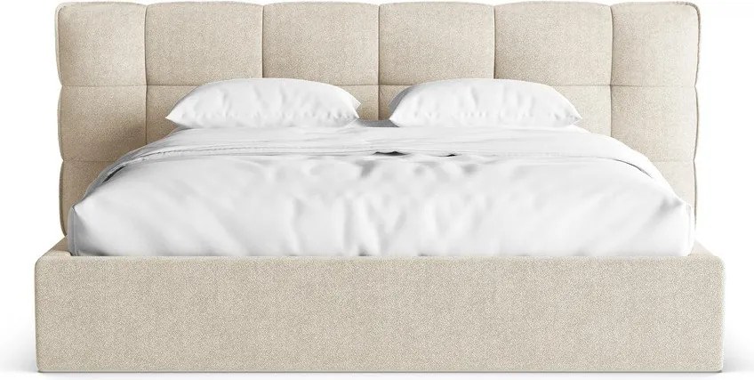 Letto matrimoniale imbottito beige con contenitore con rete inclusa 160x200 cm Eric – Micadoni