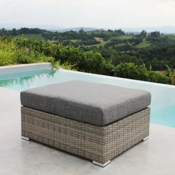 Poggiapiedi Copacabana con struttura in alluminio e wicker grigio