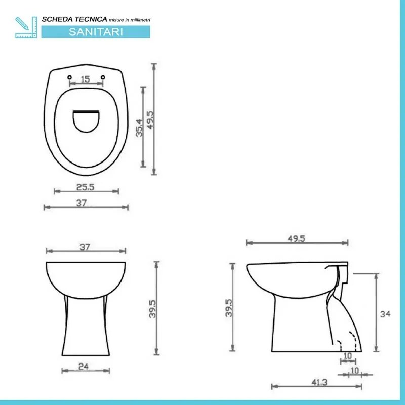 Wc tradizionale a pavimento in ceramica serie Clara