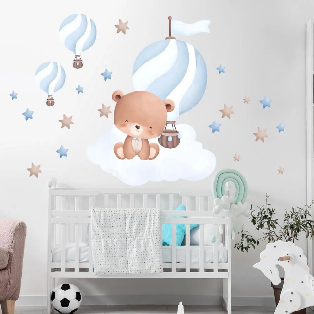 Decorazione da parete - Gatto con palloncino (blu) | Inspio