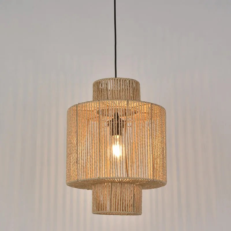 Lampadario Moderno CANCUN nero paralume beige E27 Ø30cm COREP