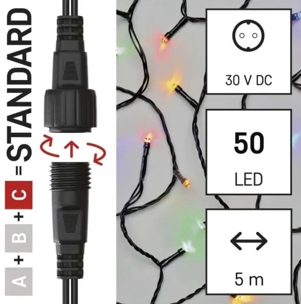 Catena LED natalizia da esterno 50xLED/5m IP44 multicolore