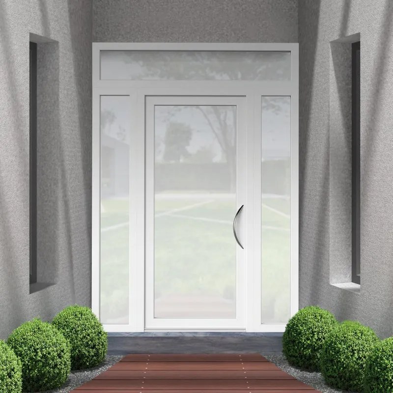 Portoncino d'ingresso Condo21 con vetro L 90 x H 210 cm in alluminio bianco, apertura spingere a sinistra