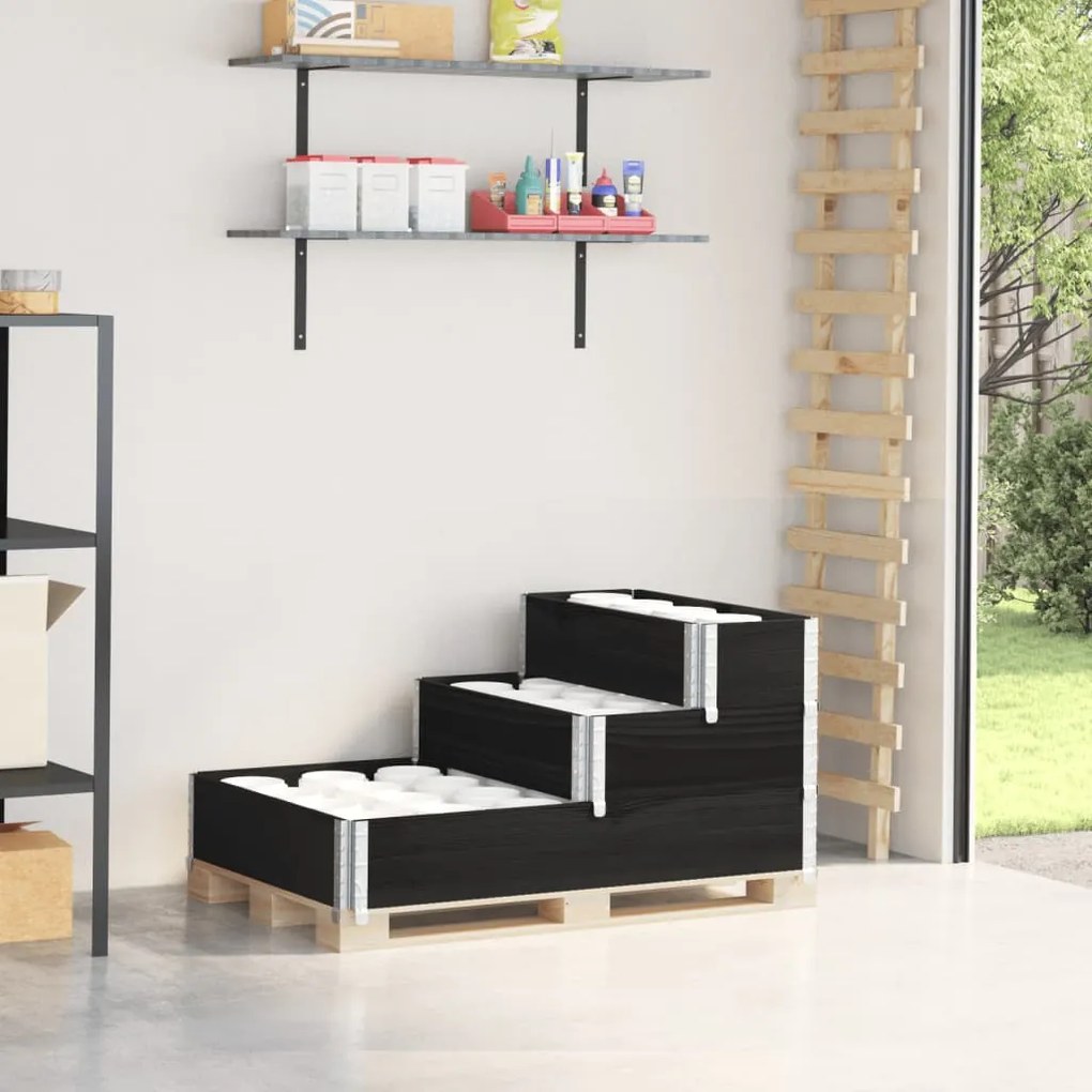 Fioriera Rialzata A 3 Livelli Nera 120x80 Cm Legno Di Pino /