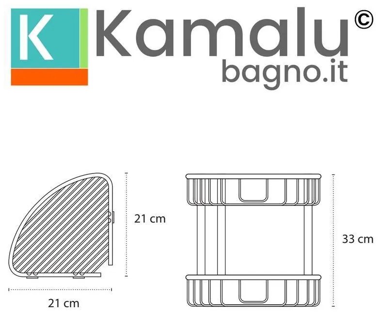 Kamalu - mensola a griglia con doppio ripiano in acciaio inox satinato | ka40s