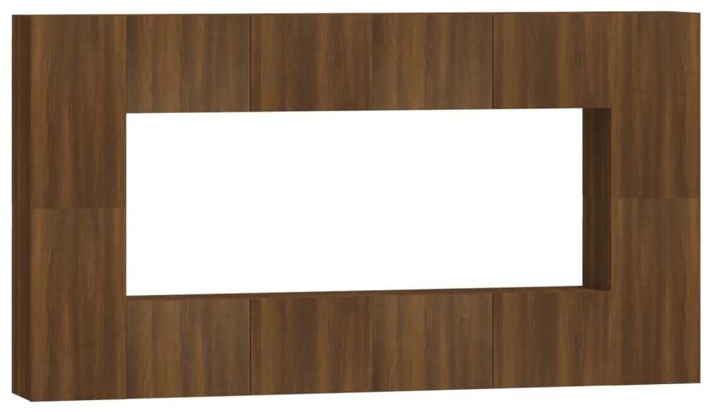 Set mobili porta tv 8pz rovere marrone in legno multistrato