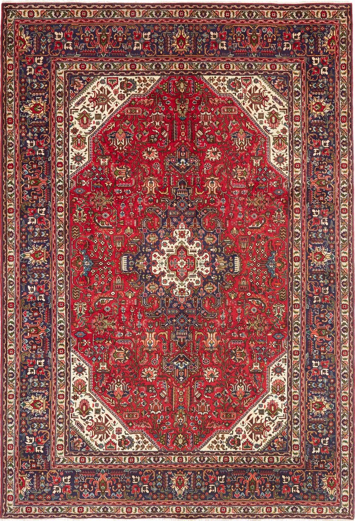 Tabriz Tappeto 200x290 Blu (Iran) Annodato A Mano