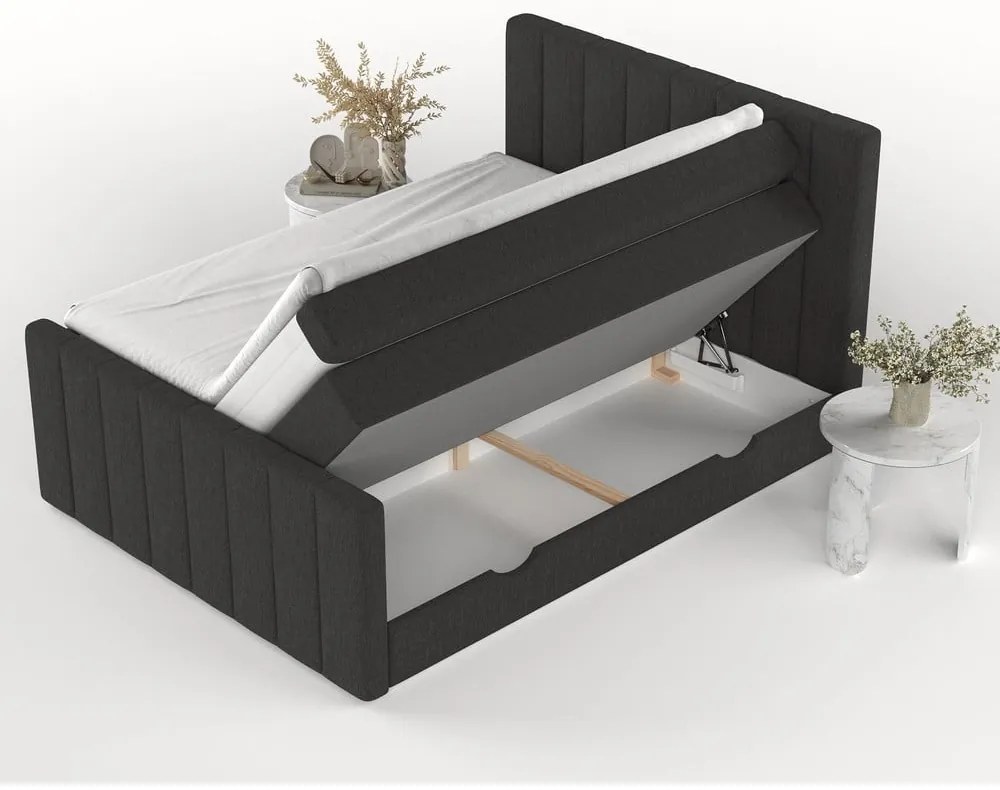 Letto boxspring nero con contenitore 200x200 cm Ruby - Maison de Rêve