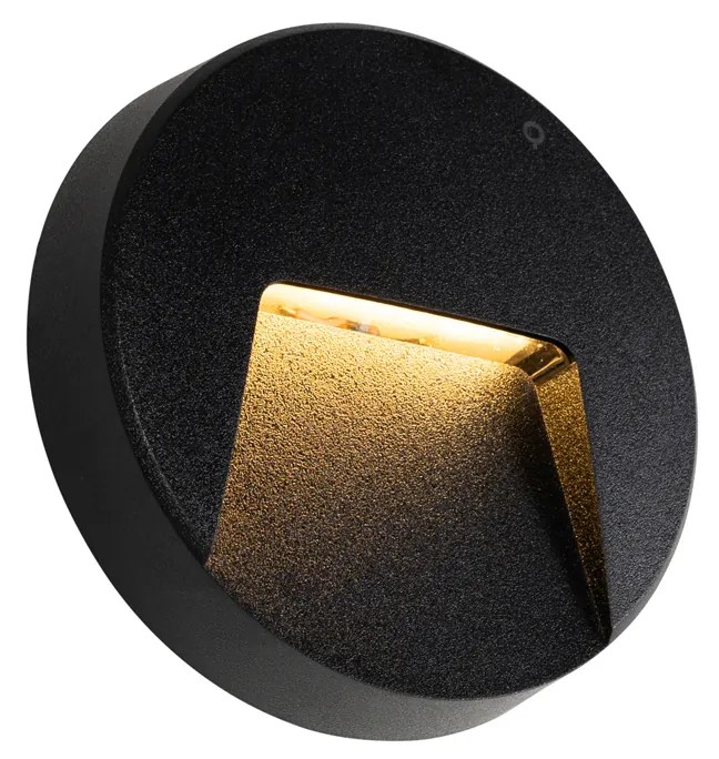 Set di 2 Applique da Esterno Nere Rotonde con LED Integrati IP65 - Gem