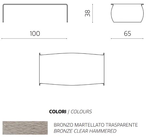 Tavolino basso in vetro temperato curvato bronzo - ELMO