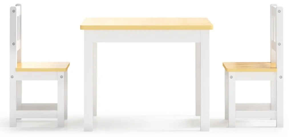 Set tavolo e sedie per bambini 3 pezzi bianco e beige in mdf