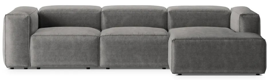 Divano angolare grigio chiaro (con penisola a destra/con chaise lounge) con rivestimento in velluto a coste Bergamo – Cosmopolitan Design