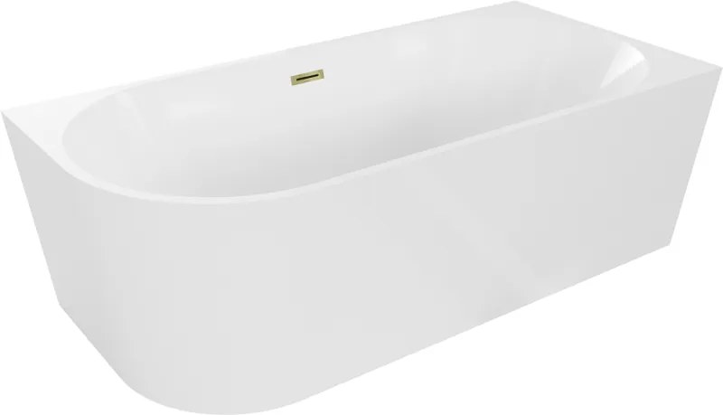 Mexen Mia vasca da bagno angolare freestanding destra 170 x 80 cm, bianca, troppo pieno dorato - 52691708000P-50