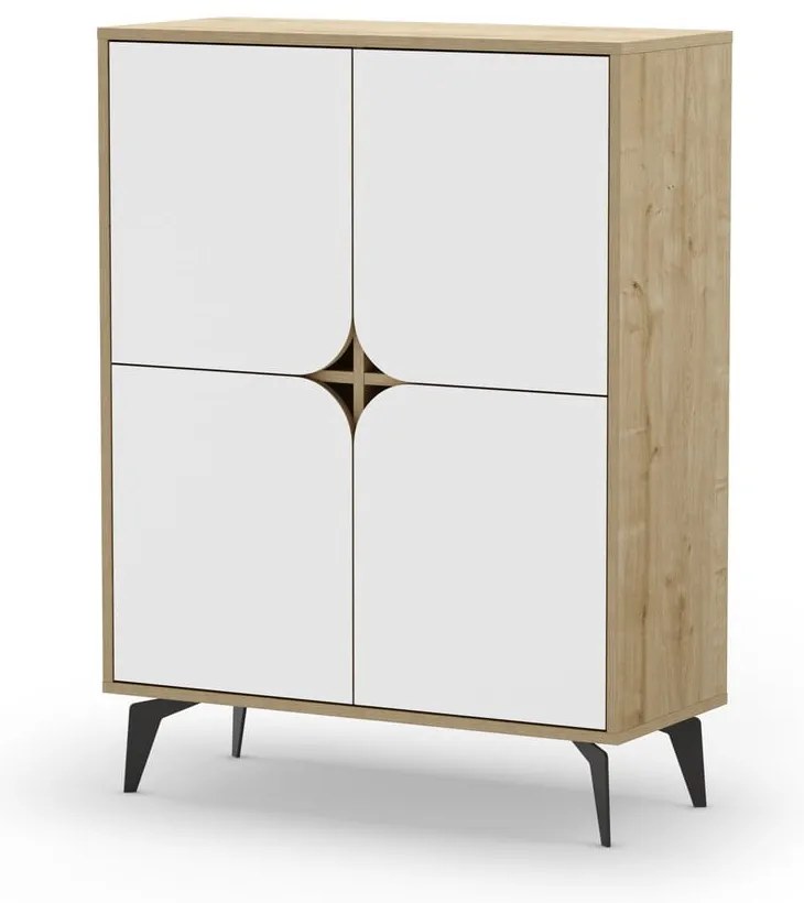 Mobile in rovere decorato in bianco e naturale 90x120 cm Nola - Marckeric