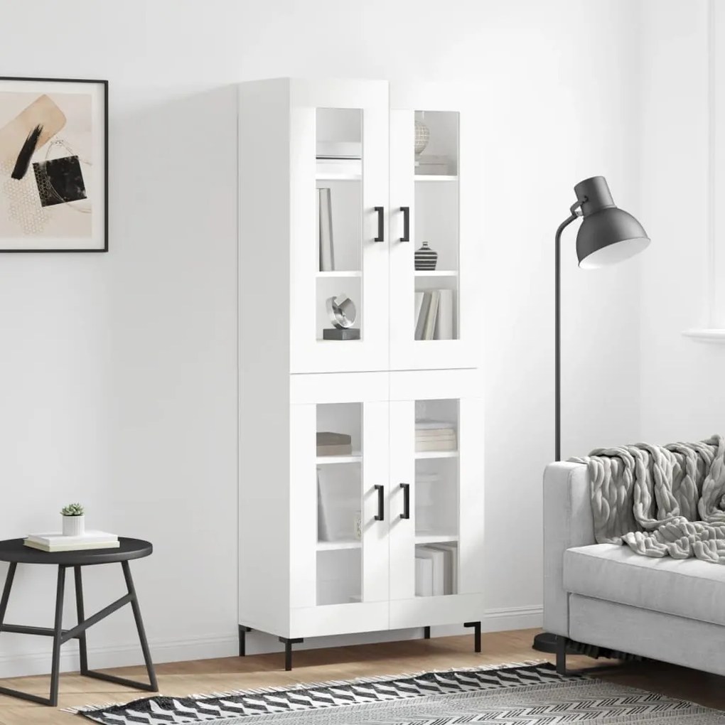 Credenza Bianca 69,5x34x180 Cm İn Legno Multistrato /