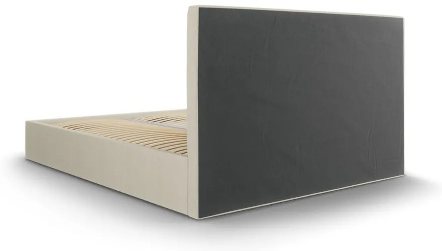 Letto matrimoniale imbottito beige con contenitore con griglia 180x200 cm Juniper - Mazzini Beds