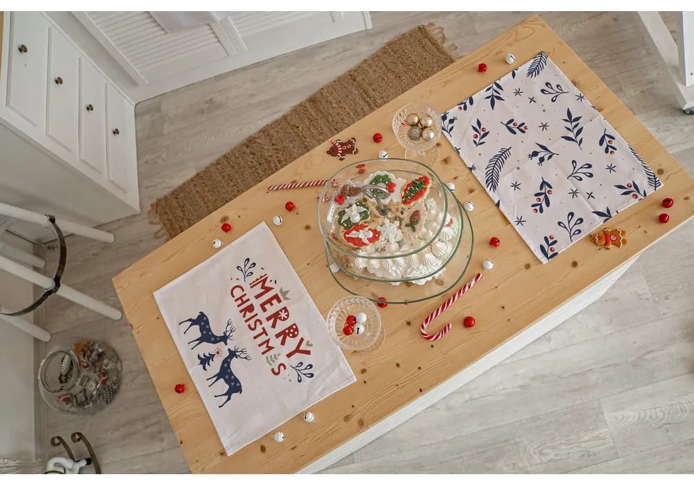 Tovagliette di stoffa natalizie in set da 2 45x35 cm Merry Blue Christmas - Butter Kings