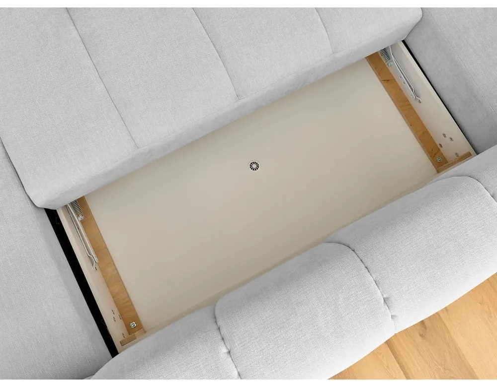 Divano angolare grigio chiaro allungabile e con contenitore (penisola a sinistra/a U) Fuji – Bobochic Paris