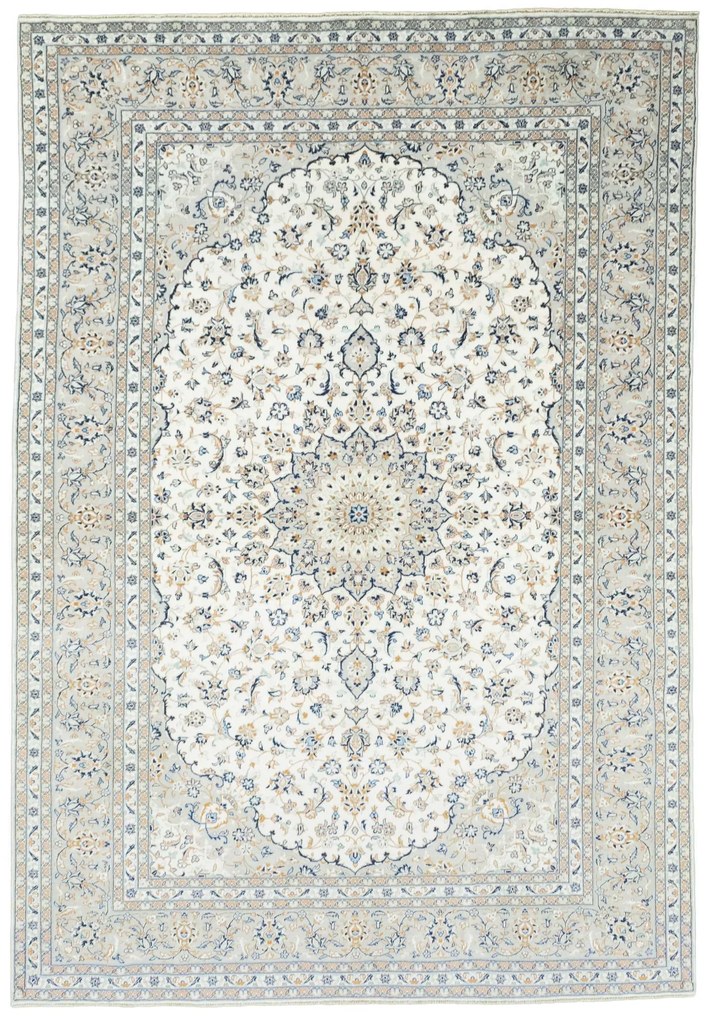 Kashan Tappeto 350x240 Beige (Iran) Annodato A Mano
