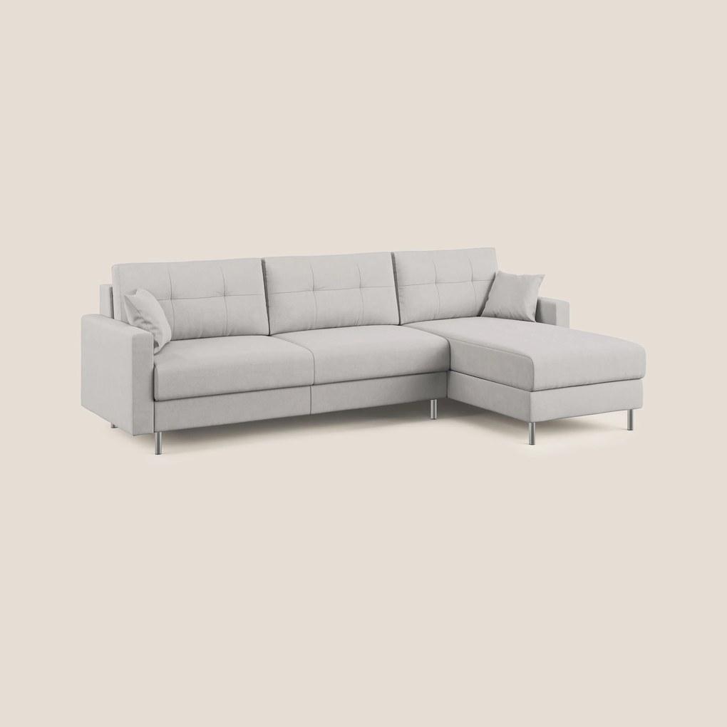 Megan divano letto angolare in microfibra smacchiabile T11 grigio chiaro