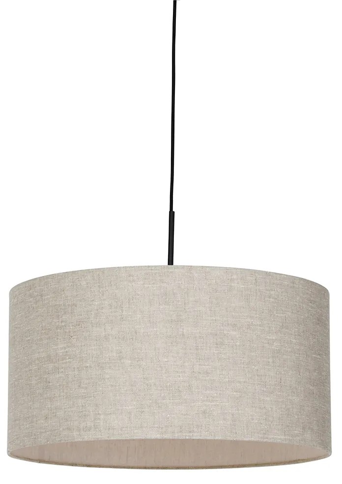 Lampada a sospensione rustica nera con paralume beige 50 cm - Combi 1