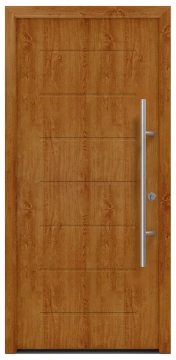 Porta d'ingresso HORMANN ISO PRO SECUR L 90 x H 210 cm rovere dorato tirare a sinistra