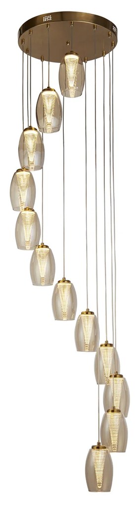 Lampadario Contemporaneo Ciclon Acciaio Bronzo Vetro Led 5,33W 3000K