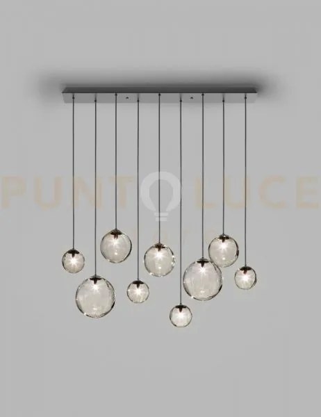 Puppet sospensione l9 fume' trasparente nero opaco 9 luci attacco  g9