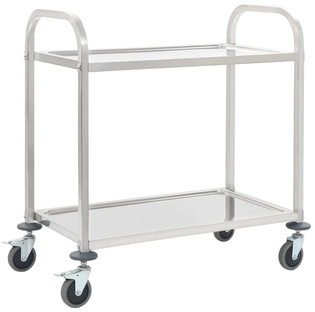 Carrello da cucina a 2 livelli 96,5x55x90 cm in acciaio inox