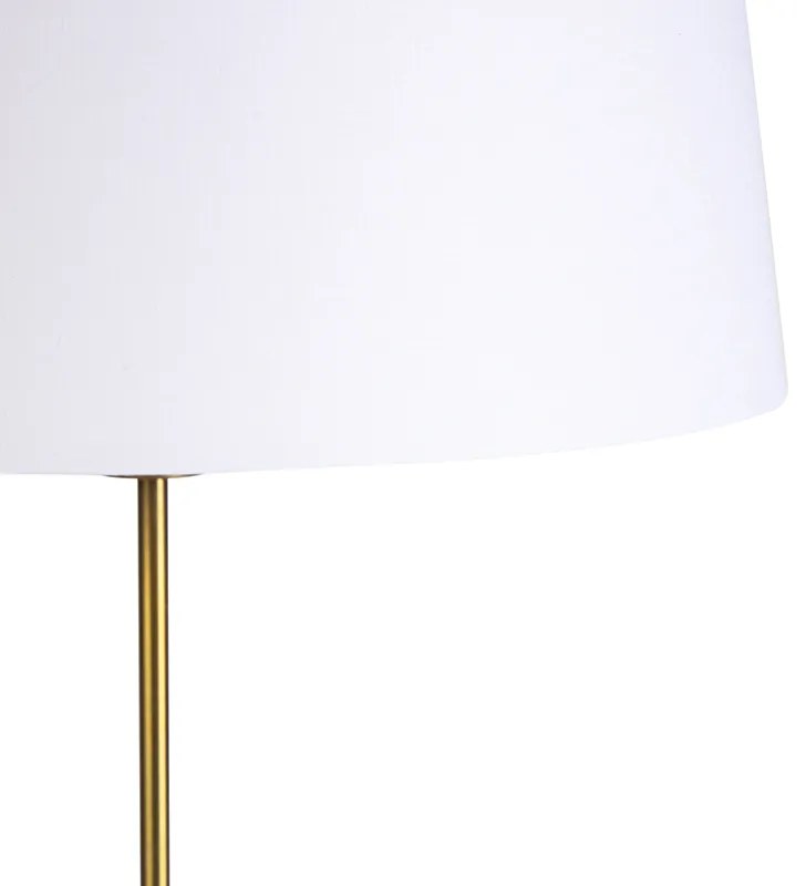 Lampada da terra in bronzo con paralume in lino bianco 45 cm regolabile - Parte