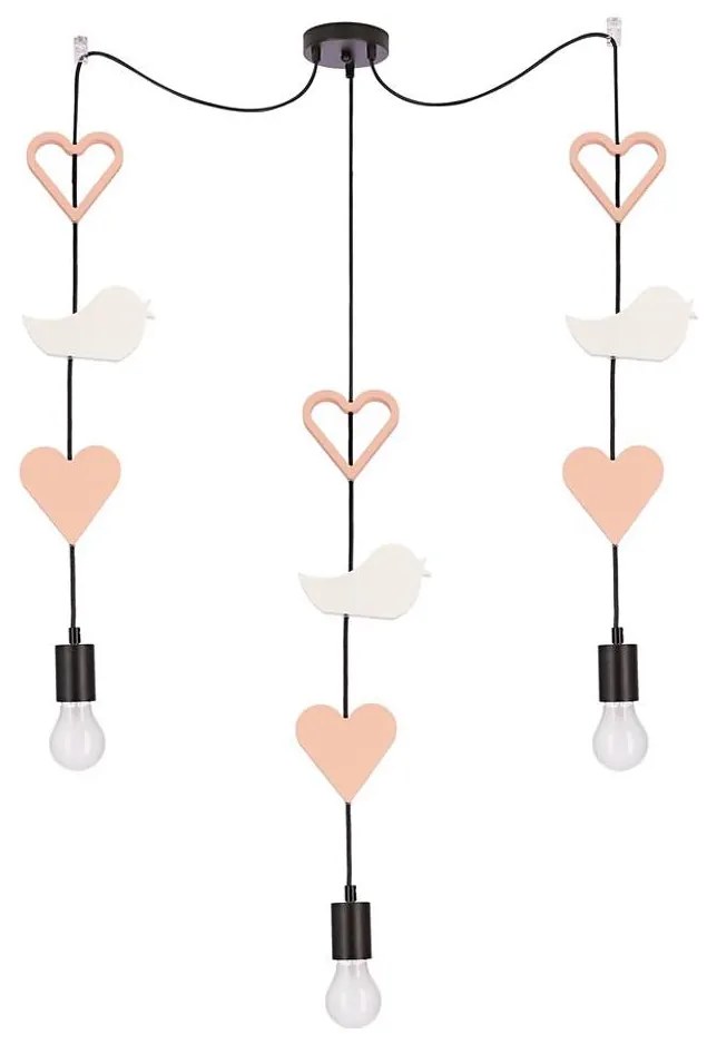 Lampadario a sospensione per bambini TRIO 3xE27/20W/230V rosa/bianco