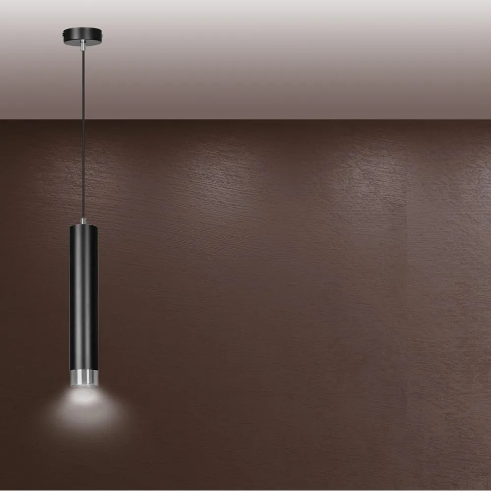 Lampada a Sospensione in Acciaio KIBO 1 GU10 Colore del corpo Nero e Cromo