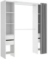 Guardaroba Dmanari, Struttura per cabina armadio, Mobile appendiabiti aperto, 180x50h205 cm, Bianco e Grigio