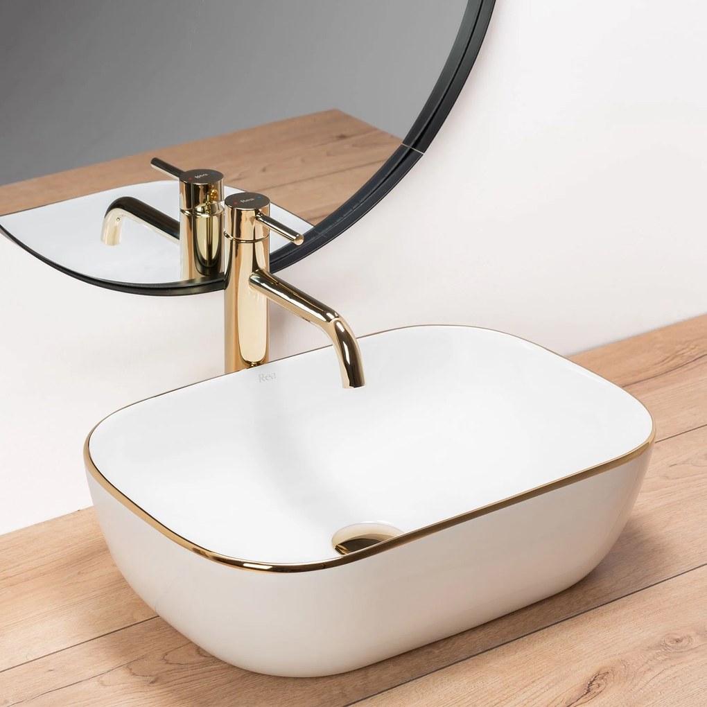 Lavabo da appoggio Rea Belinda Gold Edge